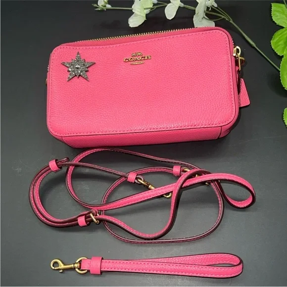 Coach Kira Crossbody wristlet 88484 Pink Double Zip Star Applique - Picture 4 of 14